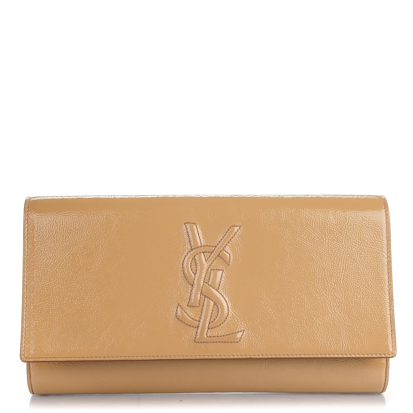 Saint Laurent Textured Patent Calfskin Monogram Large Belle De Jour Clutch Nude 1 of 7