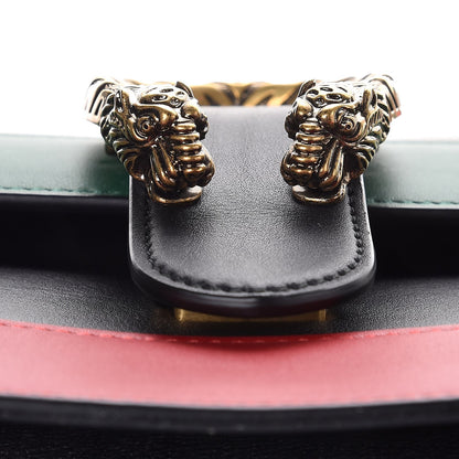 Gucci Moon Calfskin Web Medium Dionysus Bamboo Top Handle Bag Black Bright Evergreen Hibiscus Red 8 of 9