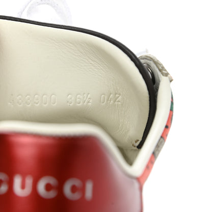 Gucci GG Supreme Monogram Strawberry Web Womens Ace Sneakers 36.5 Beige Multicolor Red Green 8 of 9