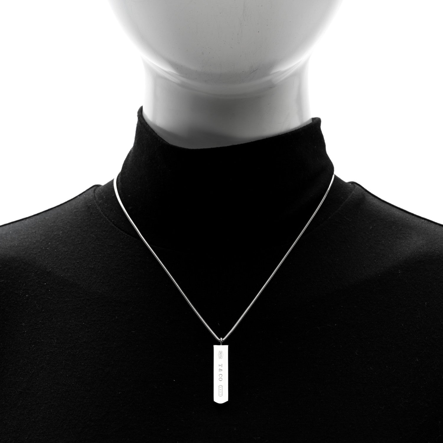 Tiffany Sterling Silver 1837 Bar Pendant Necklace 2 of 5