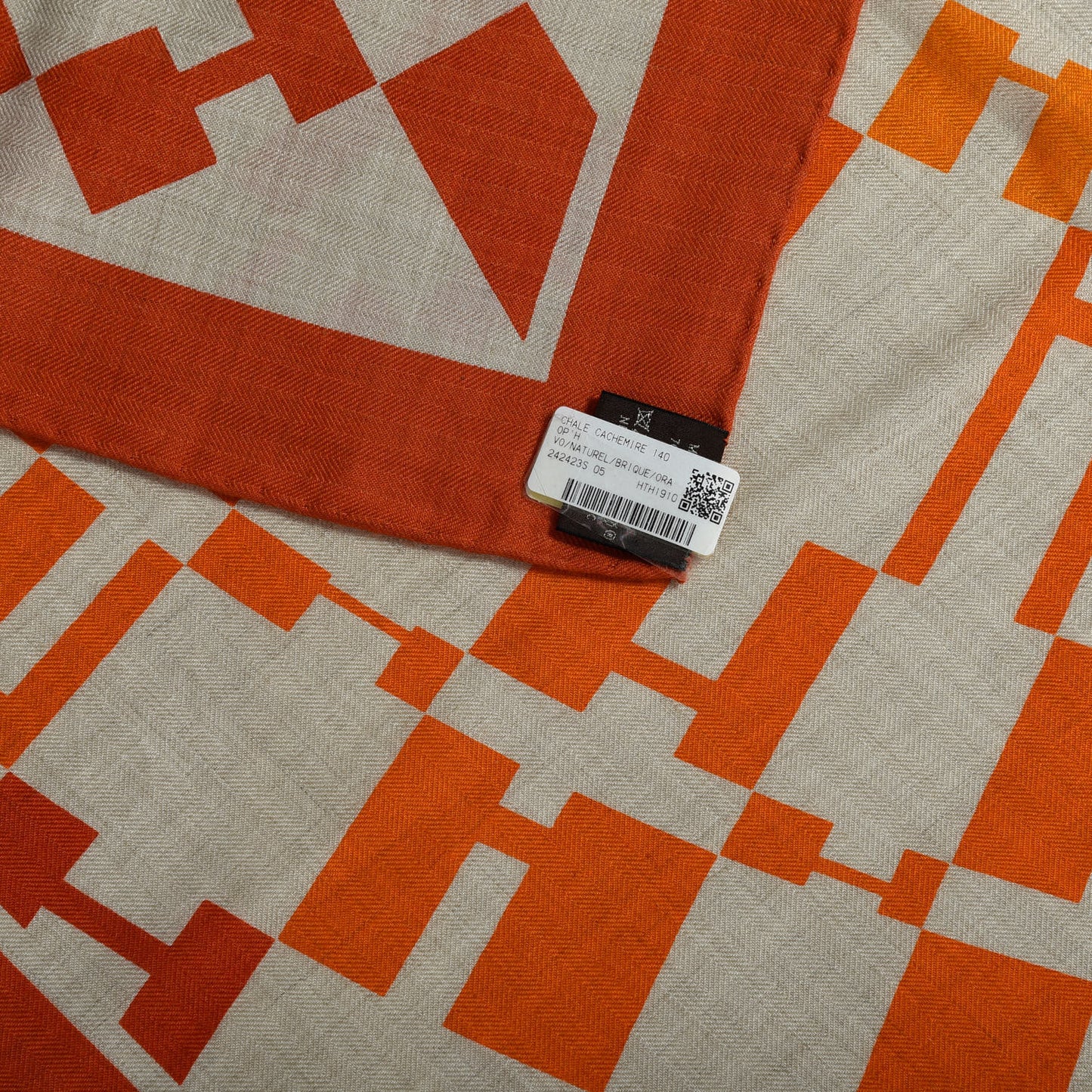 Cashmere Silk Op'H Shawl 140 Naturel Brique Orange