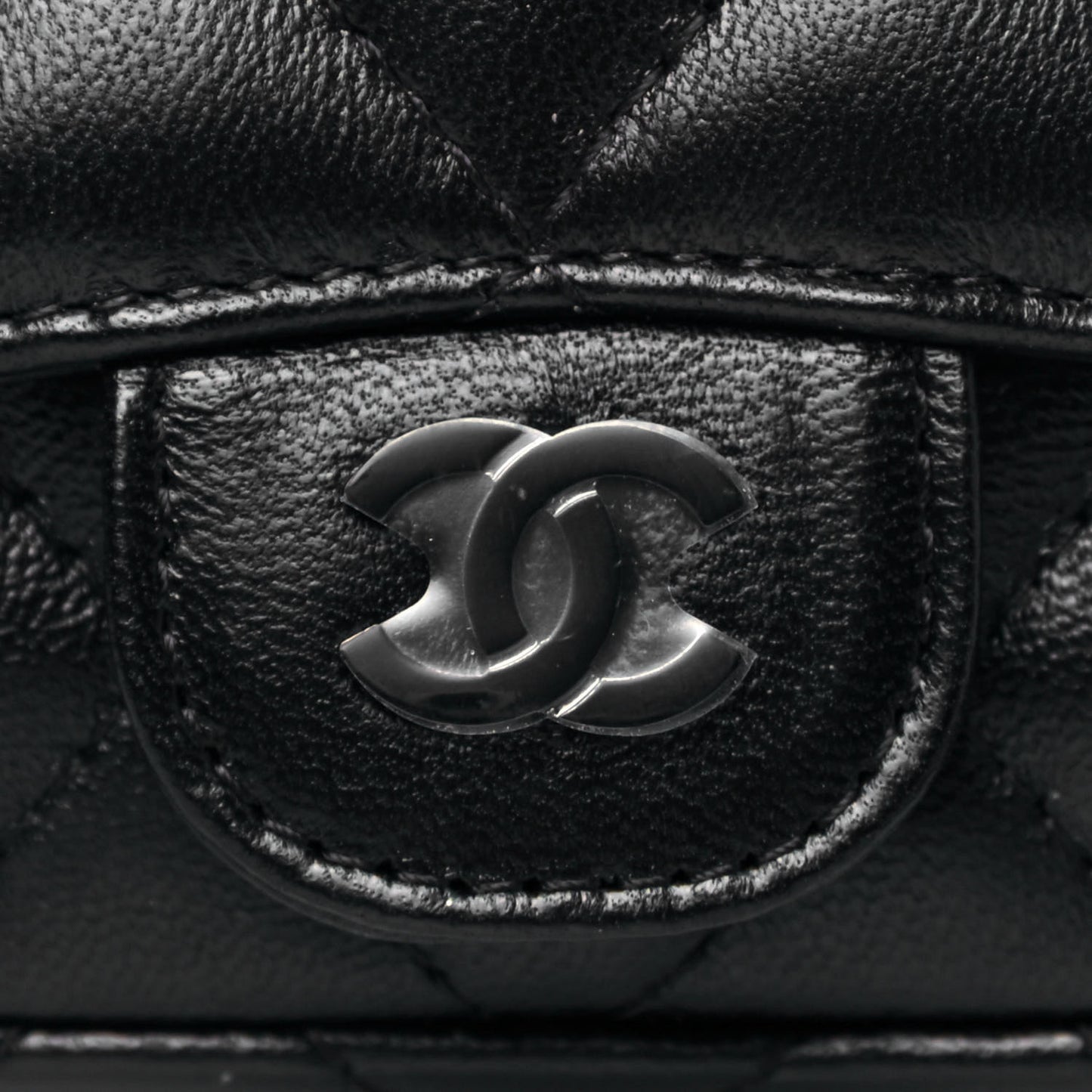 Lambskin Quilted Mini Chain Belt Bag Black
