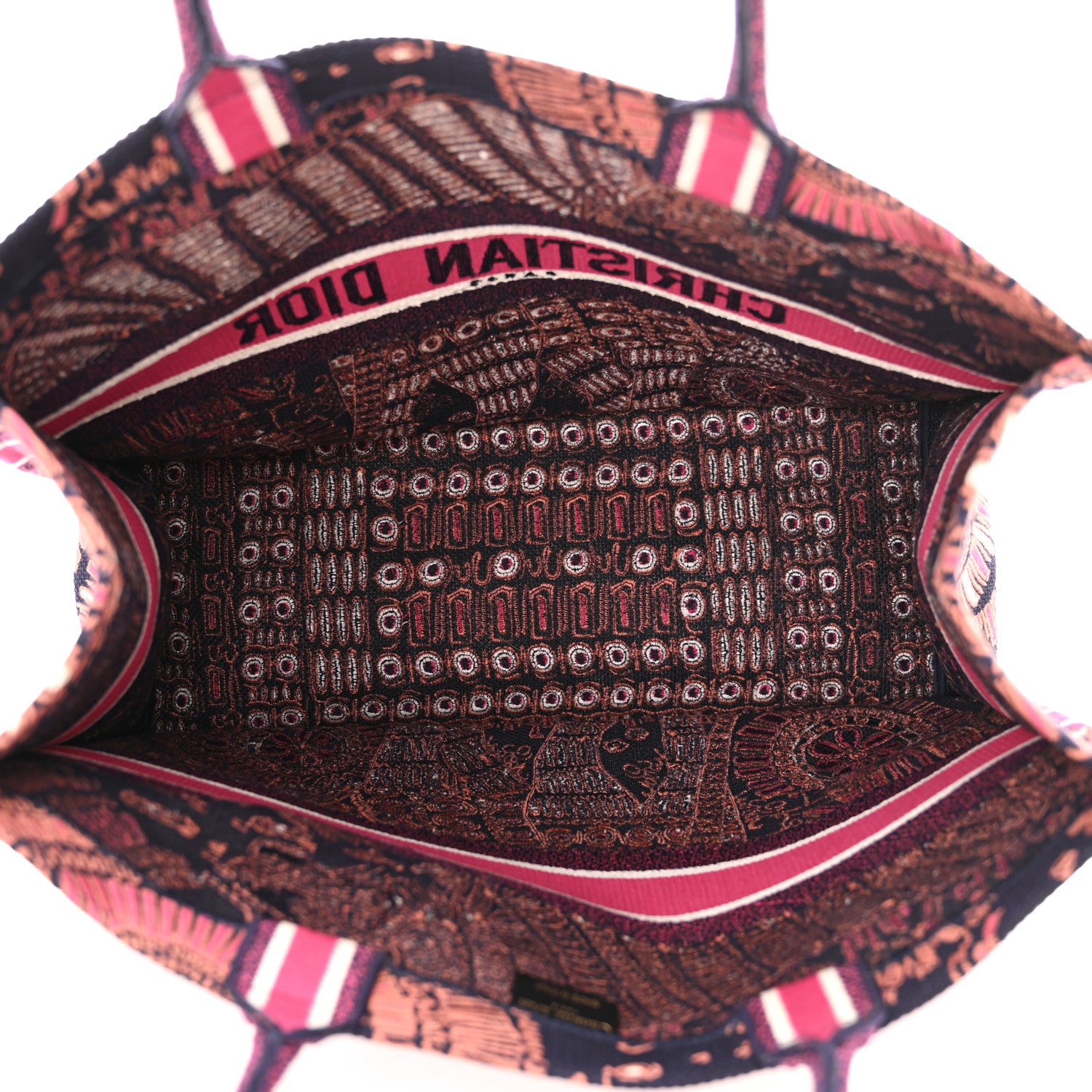 Christian Dior Canvas Embroidered Dior Animals Tiger Book Tote Deep Blue Fuchsia 5 of 14