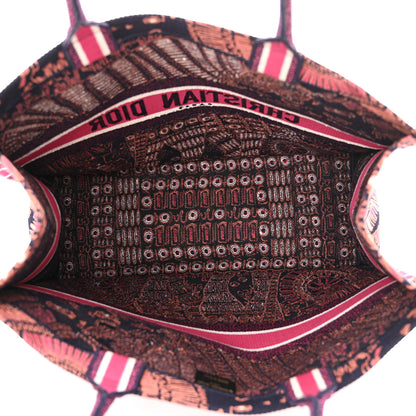 Christian Dior Canvas Embroidered Dior Animals Tiger Book Tote Deep Blue Fuchsia 5 of 14