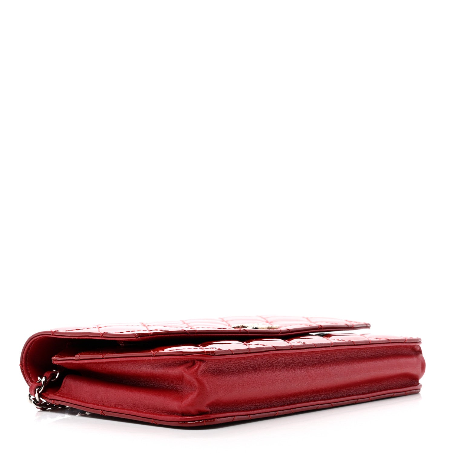 Chanel Patent Quilted Brilliant Wallet On Chain WOC Red 4 of 11