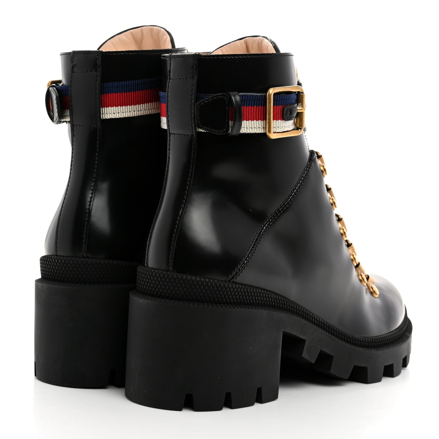 Calfskin Sylvie Web Womens Lace Up Combat Boots 35.5 Black
