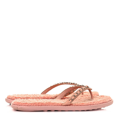 Chanel Calfskin CC Chain Thong Sandals 41 Pink 4 of 8