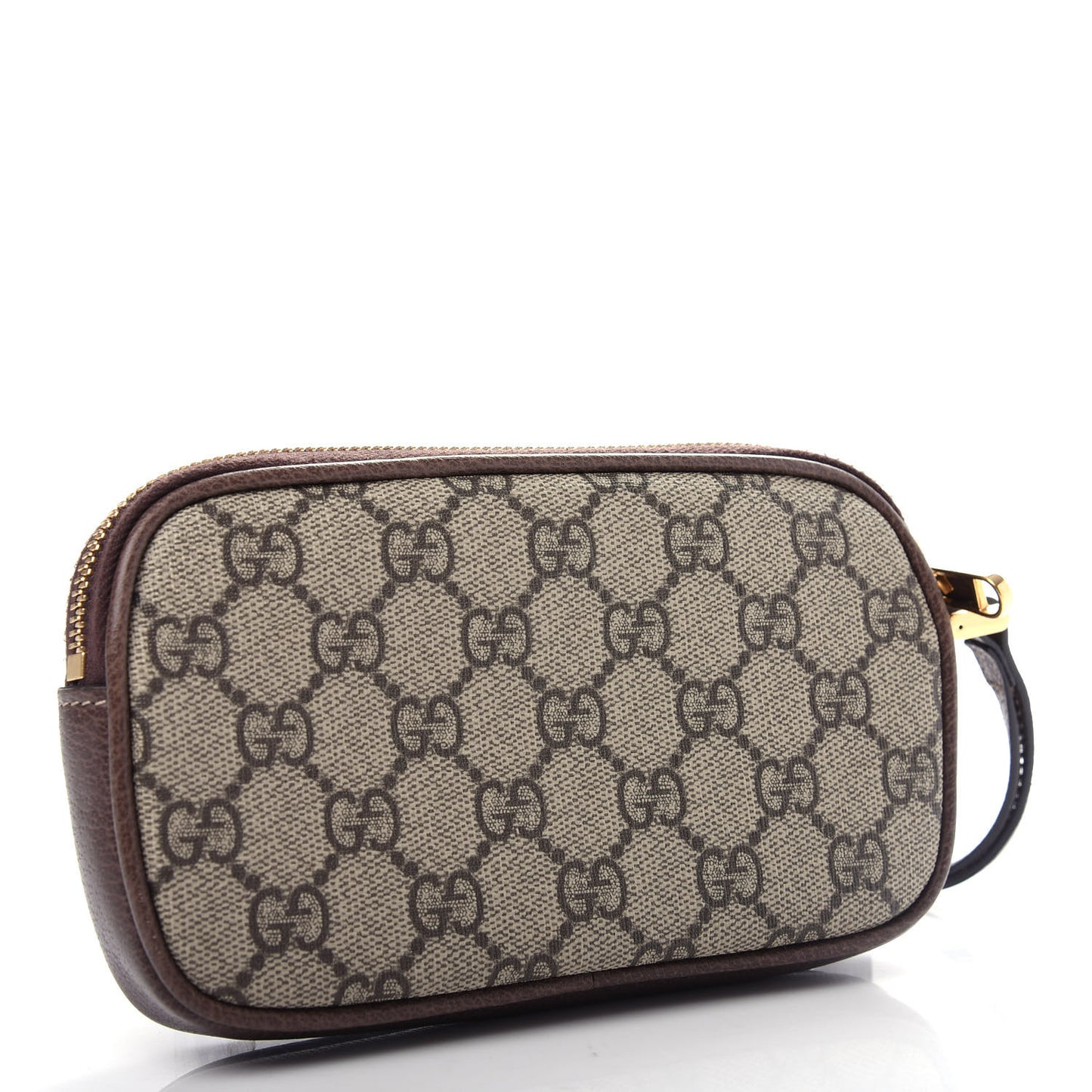 GG Supreme Monogram Ophidia Phone Case Wristlet Brown