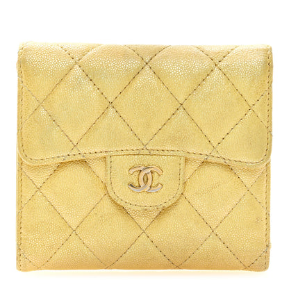 Chanel Iridescent Caviar Quilted Compact Flap Wallet Yellow 1 of 10