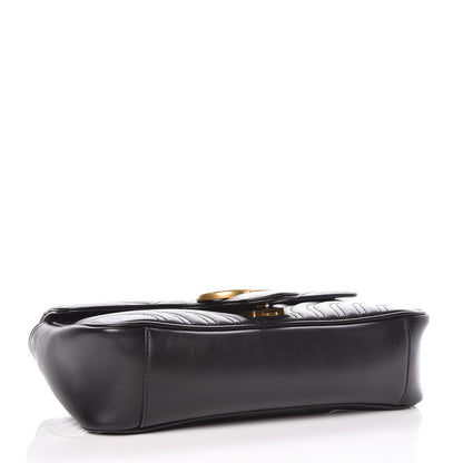 Gucci Calfskin Matelasse Small GG Marmont Shoulder Bag Black 4 of 11