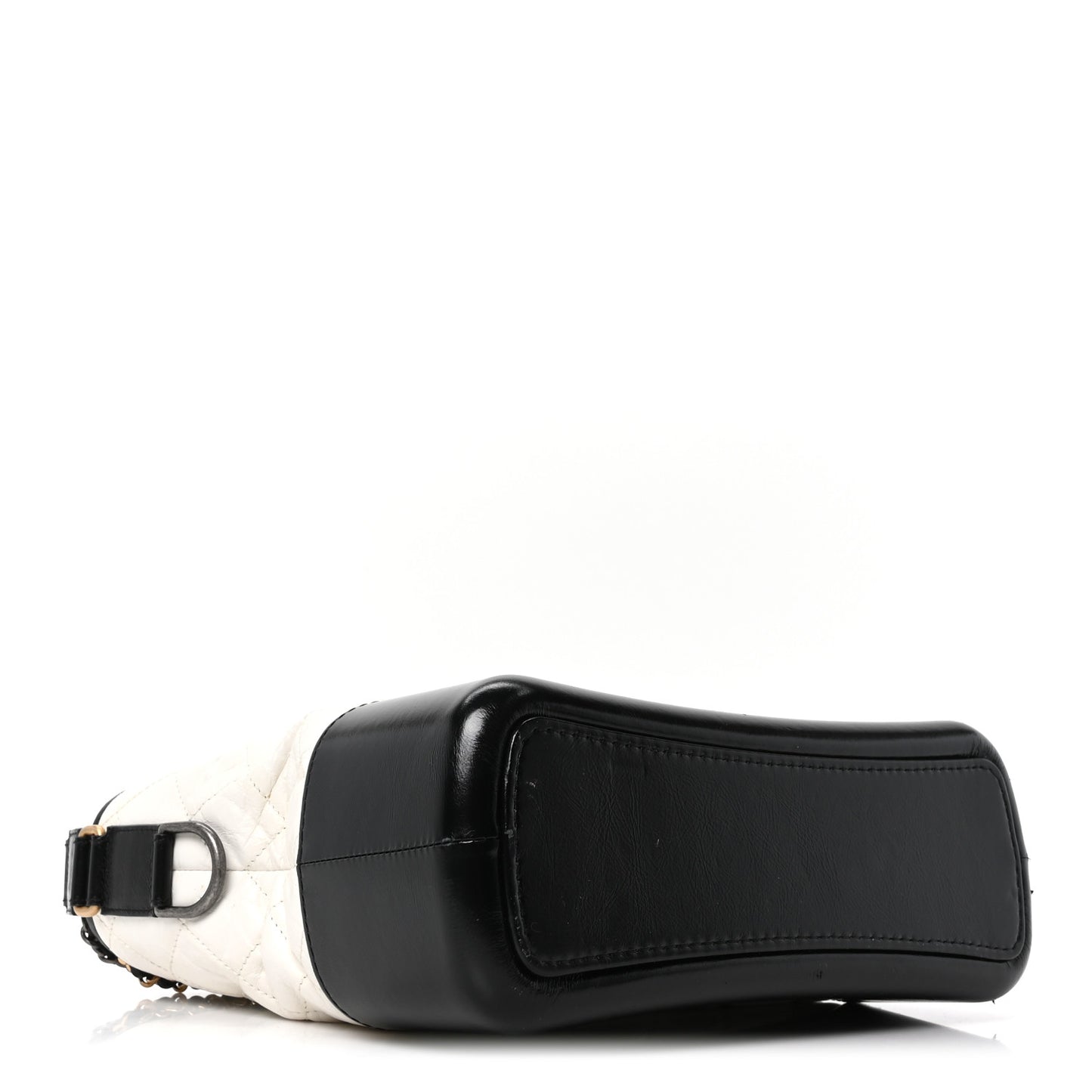 Aged Calfskin Quilted Medium Gabrielle Hobo Black White