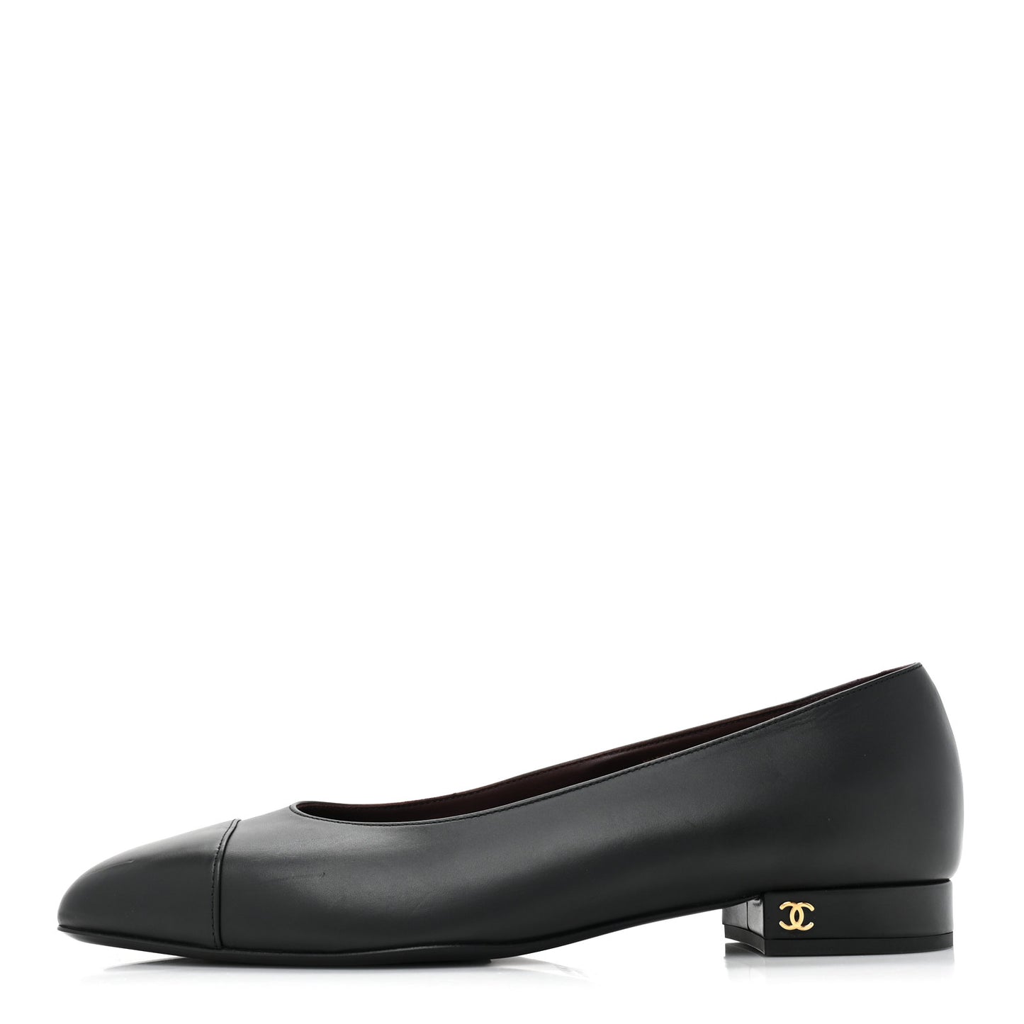 Lambskin Cap Toe CC Uniform Ballerina Flats 40.5 Black