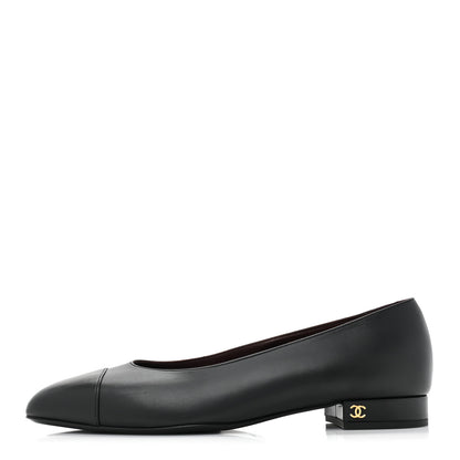 Chanel Lambskin Cap Toe CC Uniform Ballerina Flats 40.5 Black 1 of 11