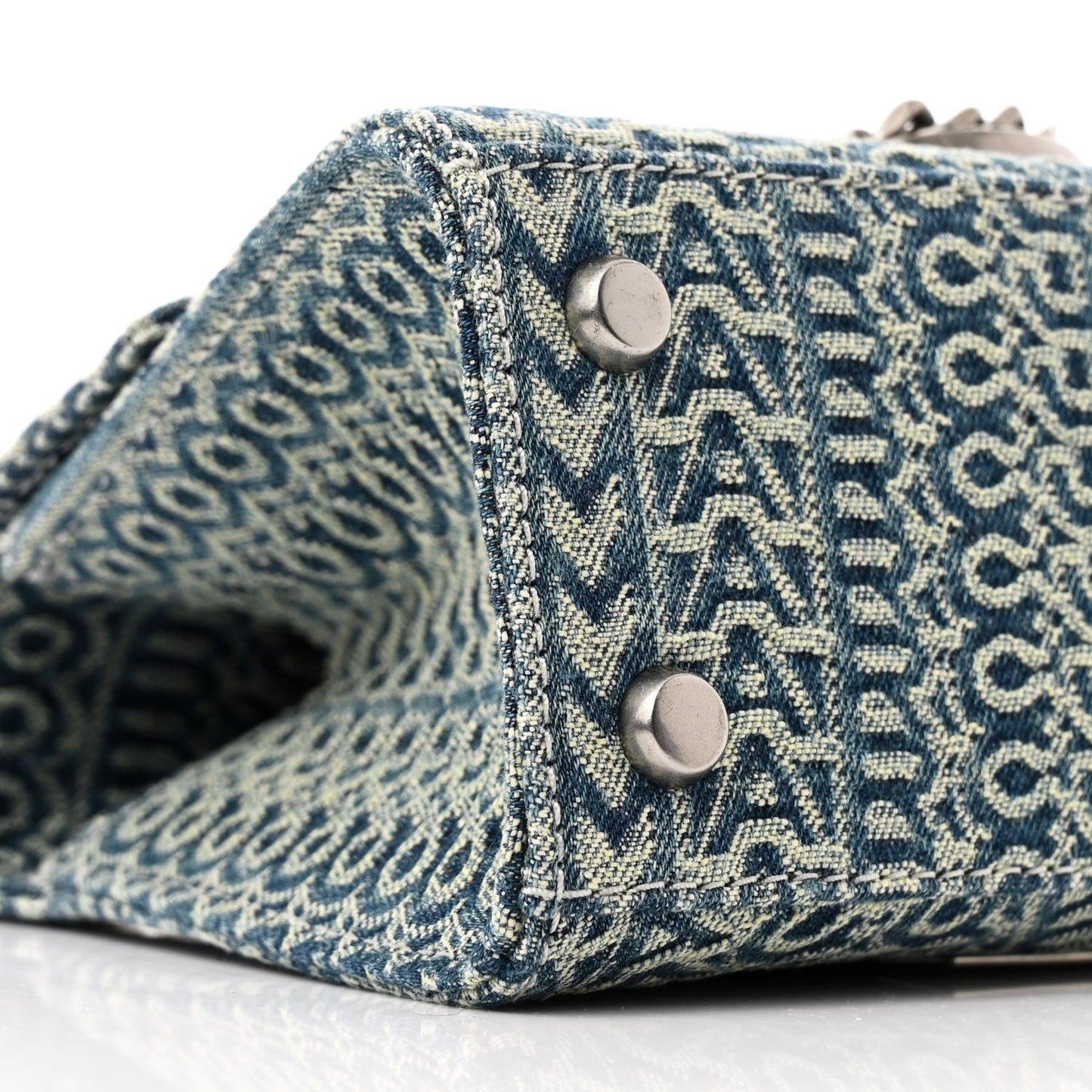 Sun Faded Denim Monogram The St Marc Mini Top Handle Bag Blue