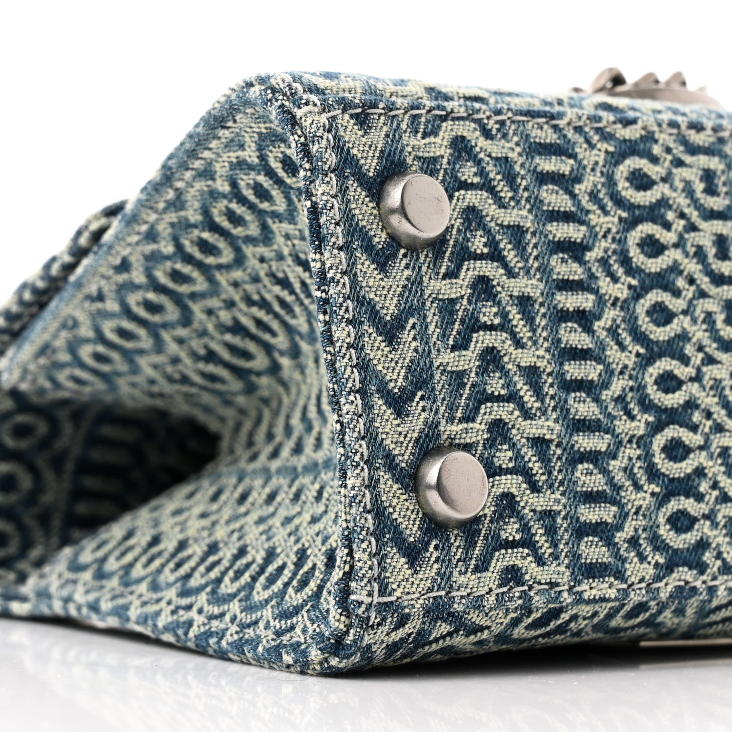 Marc Jacobs Sun Faded Denim Monogram The St Marc Mini Top Handle Bag Blue 9 of 13