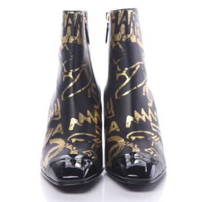 Chanel Calfskin Graffiti Short Boots 38 Black Gold 2 of 10