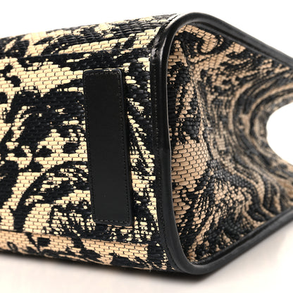 Versace Raffia Calfskin Jacquard Barocco Medium Athena Tote Black 10 of 10