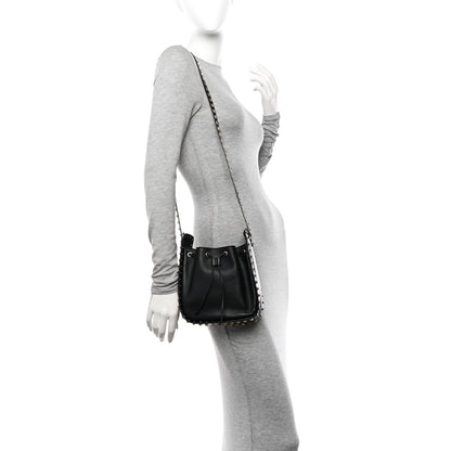 Valentino Garavani Grained Calfskin Rockstud Bucket Bag Black 2 of 9
