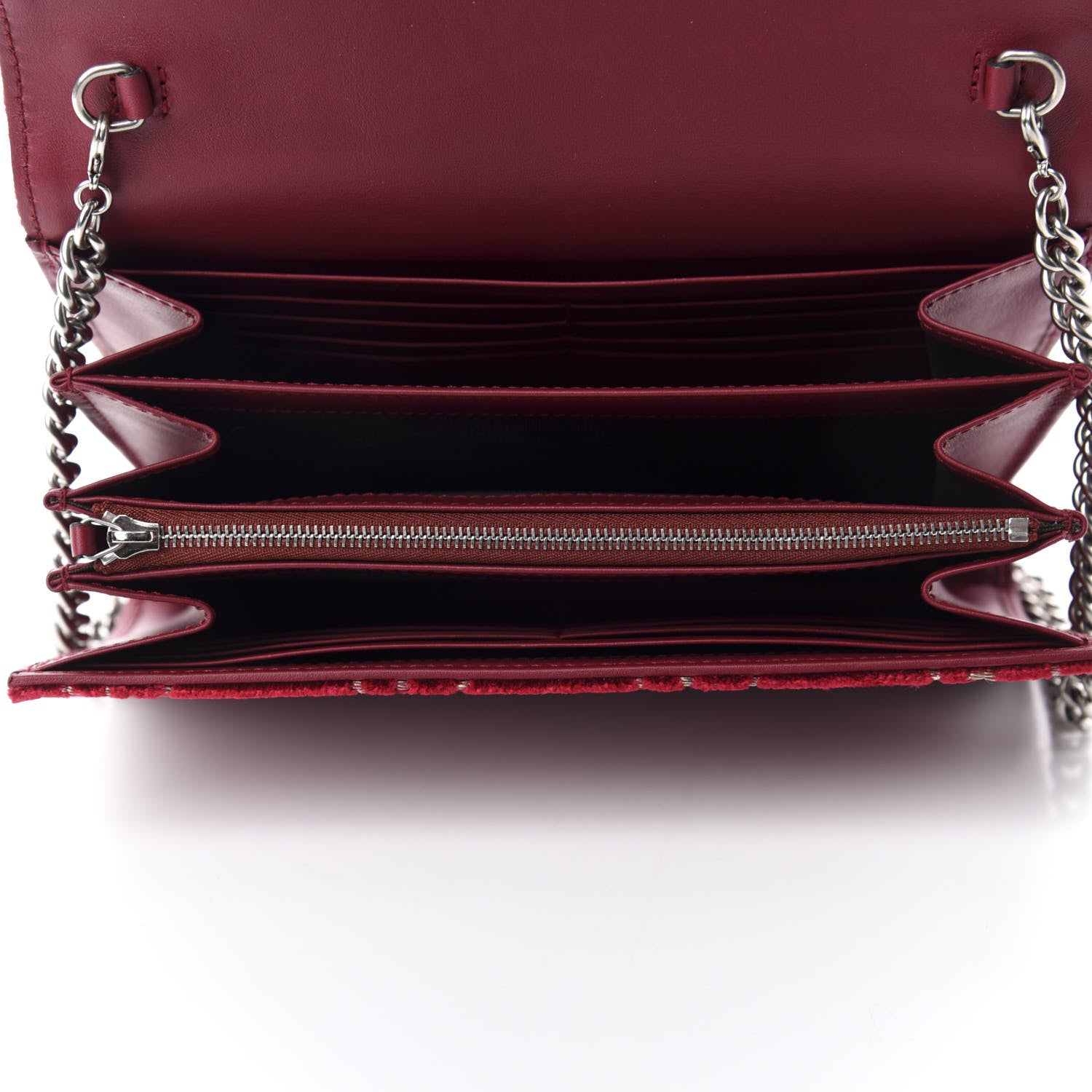 Gucci Velvet GG Monogram Mini Dionysus Chain Wallet Red Cipria 5 of 10