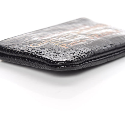 Chanel Calfskin Crocodile Embossed Cocodile Cosmetic Case Black Gold 8 of 10