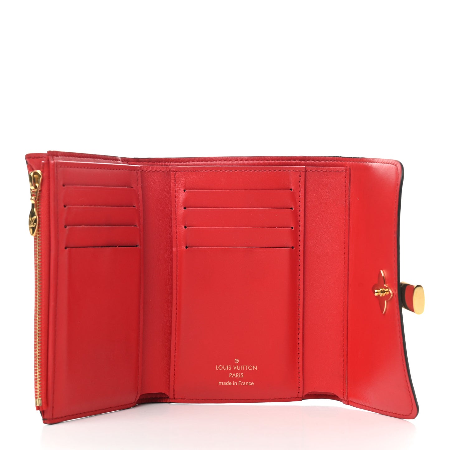 Monogram Flower Lock Compact Wallet Coquelicot