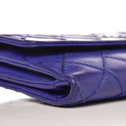 Chanel Calfskin Stitched Fancy CC Long Double Wallet Blue 6 of 12