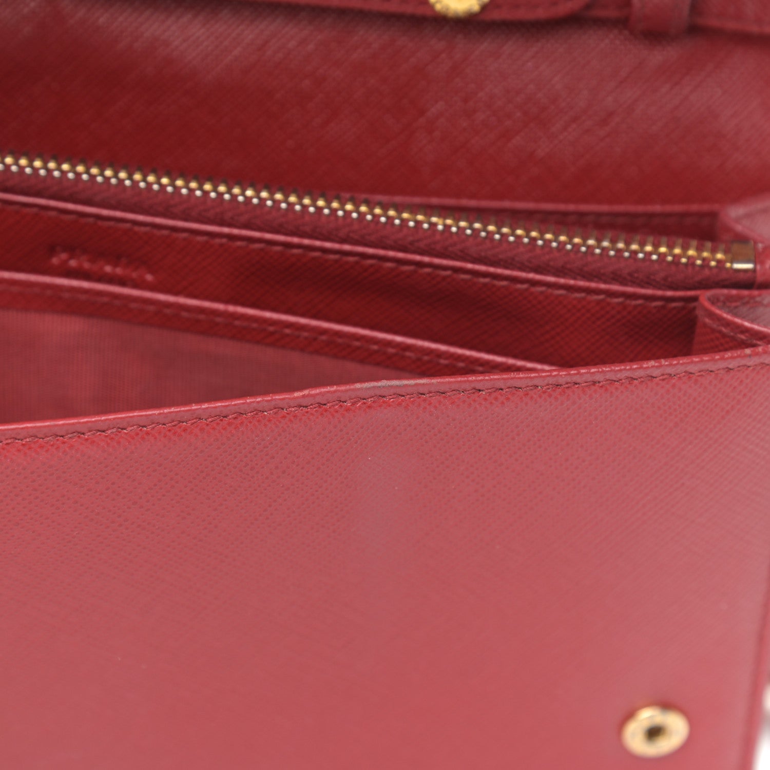 Prada Saffiano Metal Flap Wallet With Strap Fuoco 11 of 14