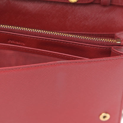 Prada Saffiano Metal Flap Wallet With Strap Fuoco 11 of 14
