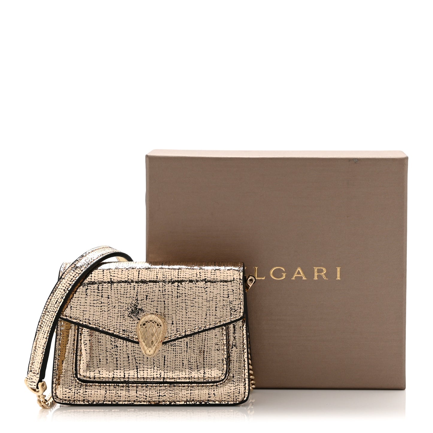 Metallic Calfskin Serpenti Forever Micro Bag  Gold