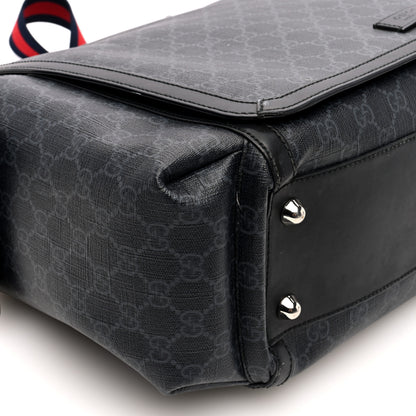 Gucci GG Supreme Monogram Web Messenger Diaper Bag Black Grey 9 of 10