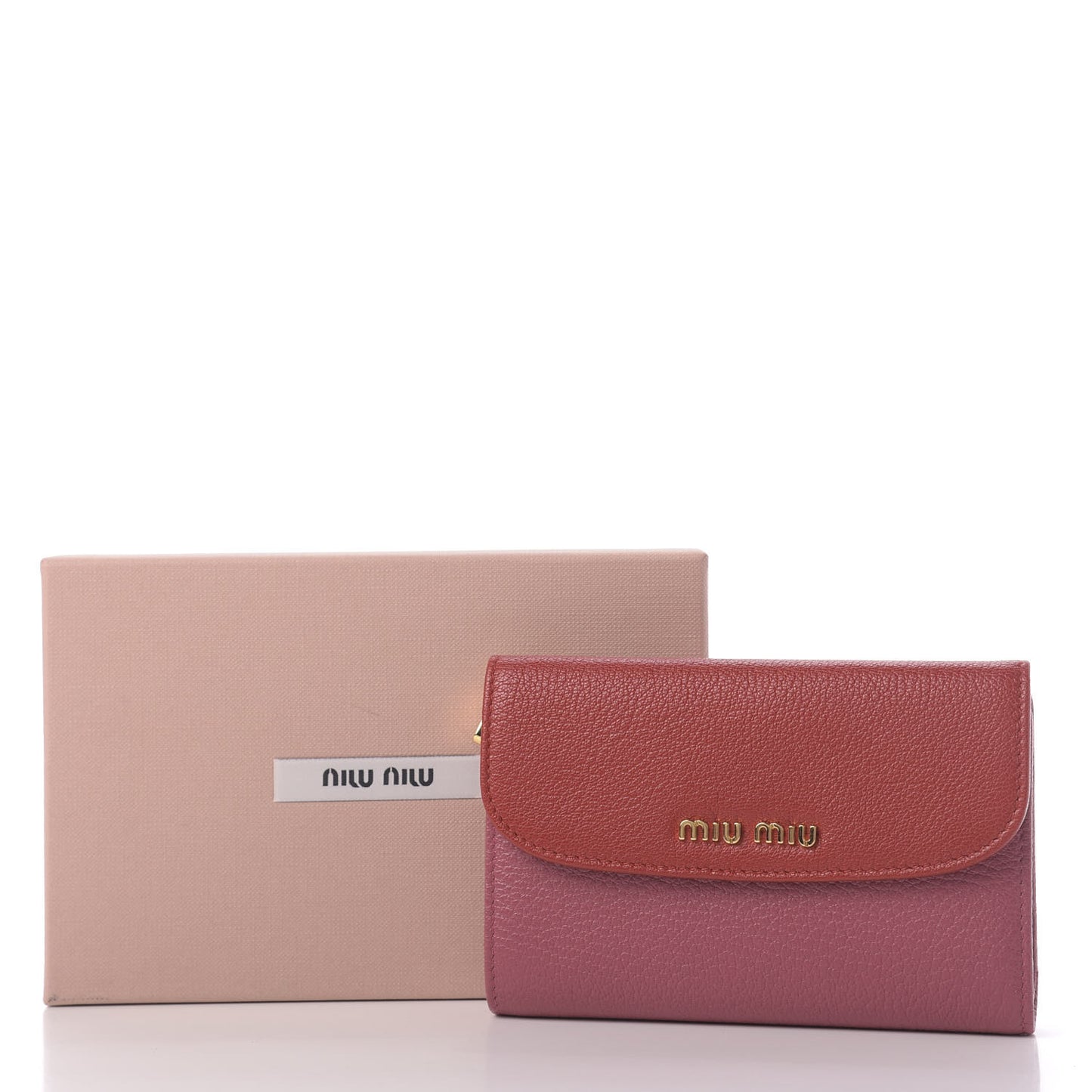 Goatskin Madras Bicolor Flap Wallet Fuoco Bruyere