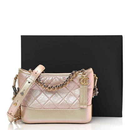 Chanel Iridescent Aged Calfskin Quilted Small Gabrielle Hobo Light Pink 11 of 11