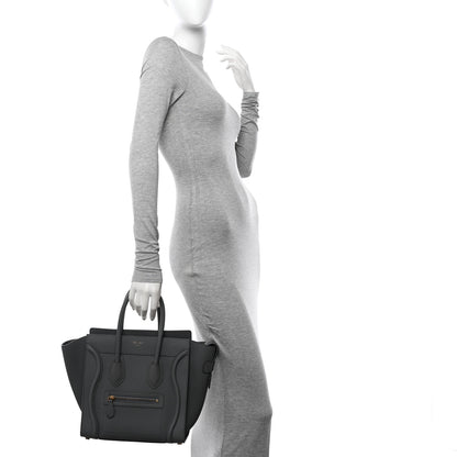 Celine Baby Drummed Calfskin Micro Luggage Kohl 2 of 9