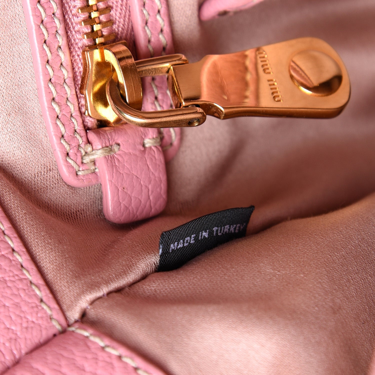 Miu Miu Goatskin Madras Shopping Tote Rosa 6 of 27
