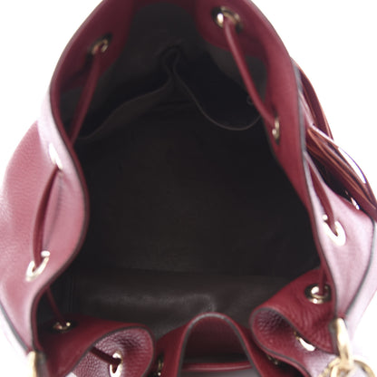 Gucci Pebbled Calfskin Miss Bamboo Bucket Bag Burgundy 4 of 10