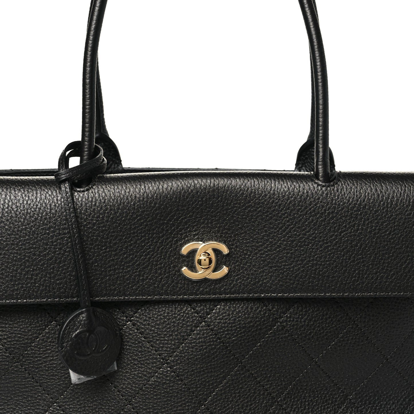 Grained Calfskin Stitched Urban Essentials Large Shopping Bag Black