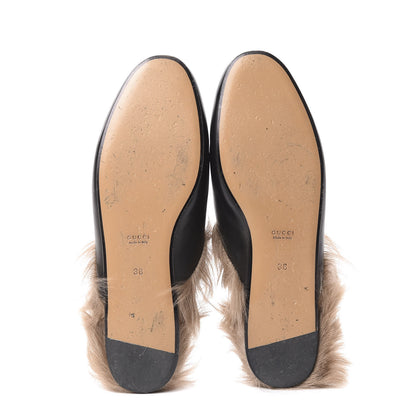 Gucci Calfskin Fur Womens Princetown Slippers 36 Black 6 of 8