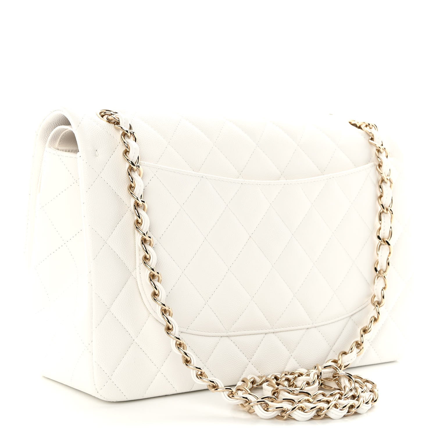 Chanel Caviar Quilted Jumbo Double Flap White 4 of 12