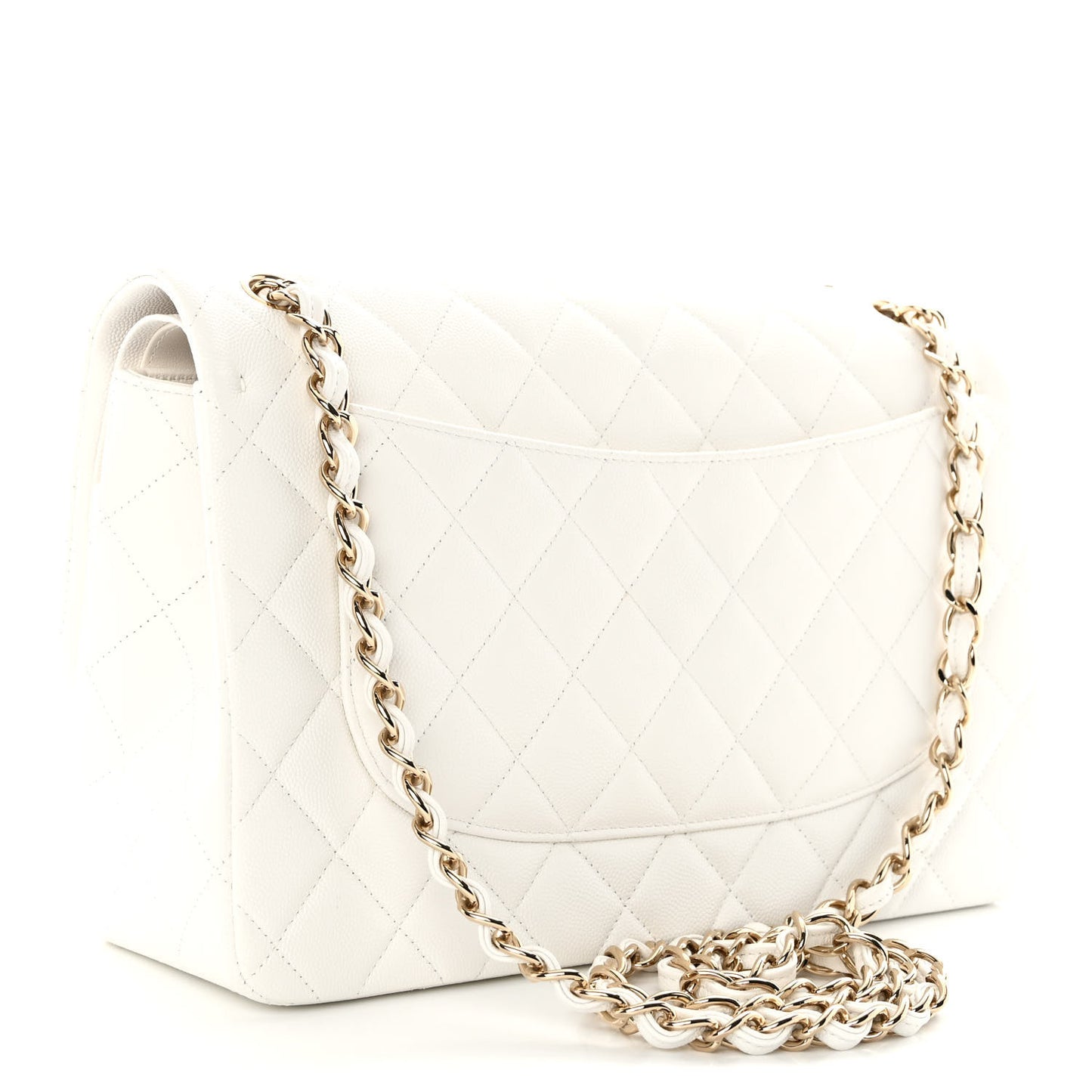 Caviar Quilted Jumbo Double Flap White
