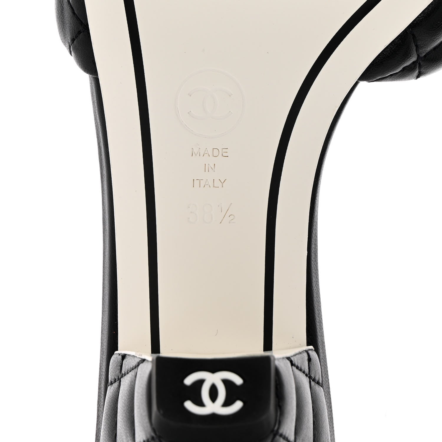 Chanel Lambskin Quilted Textured CC Mules 38.5 Black 8 of 9
