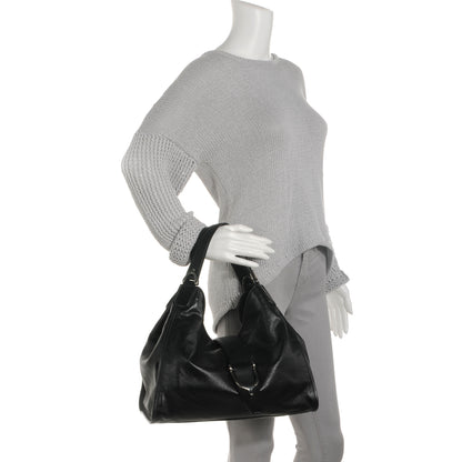 Gucci Washed Leather Medium Soft Stirrup Top Handle Bag Black 2 of 7