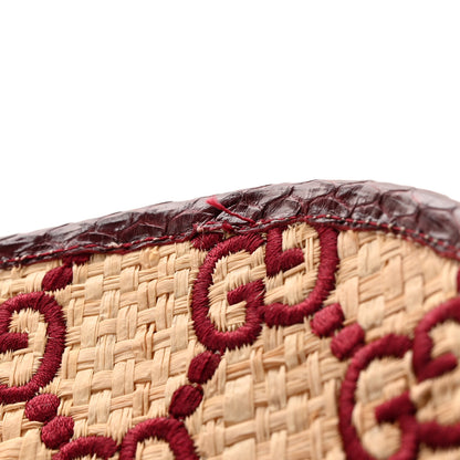Gucci Raffia Elaphe GG Monogram Embroidered Afraa Visor M Ivory Bordeaux 11 of 12