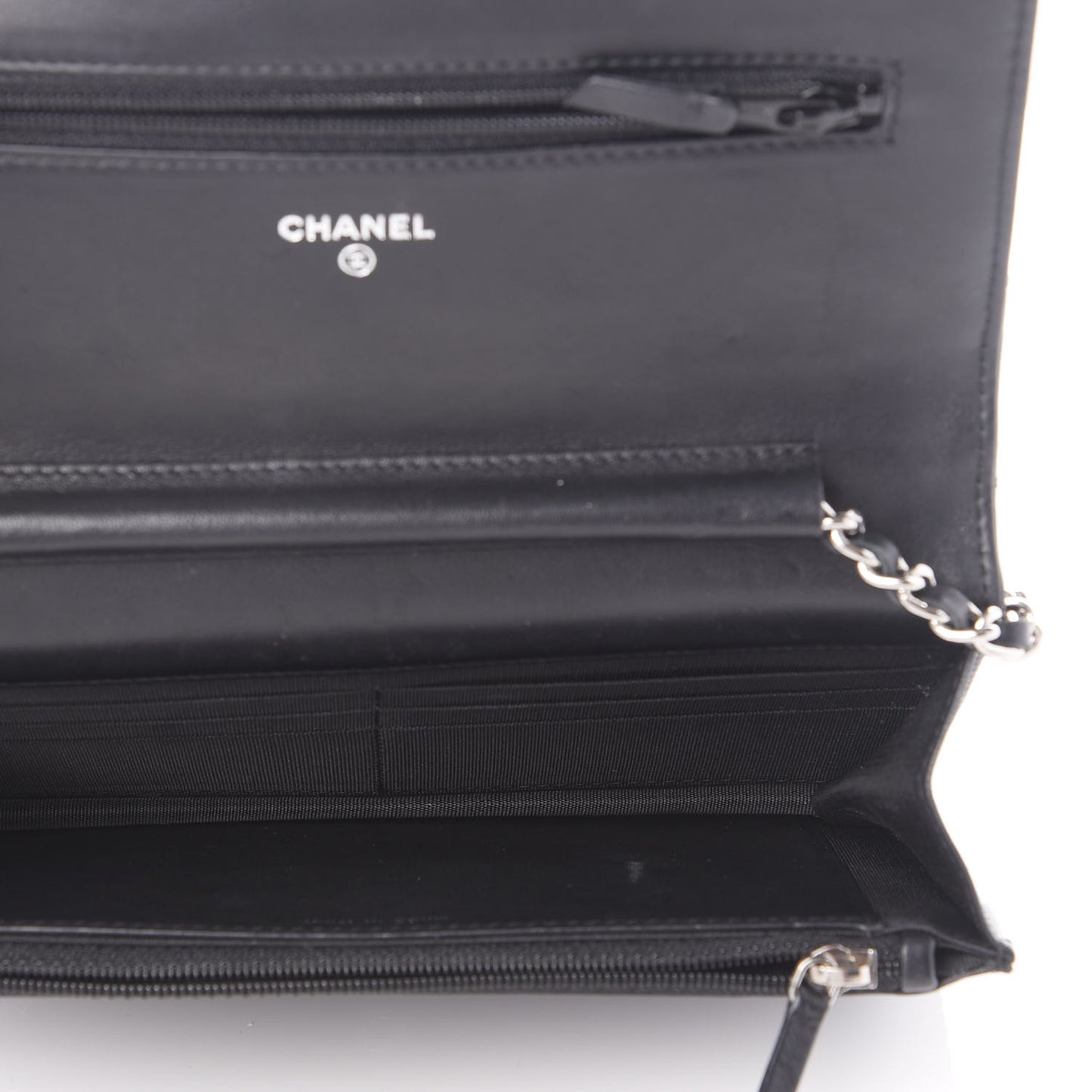 Calfskin Quilted Wallet On Chain WOC Black