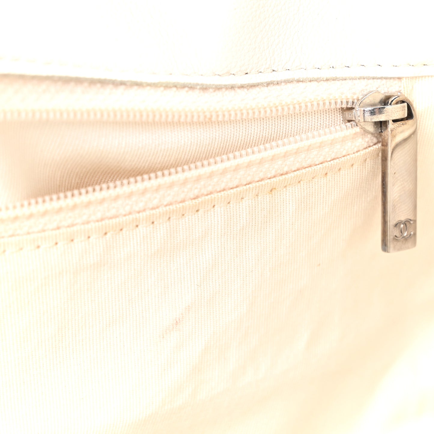 Calfskin Quilted Large Classic Shopping Tote White