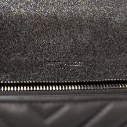 Saint Laurent Sheepskin Matelasse Chevron Monogram Medium College Bag Asphalt 6 of 11