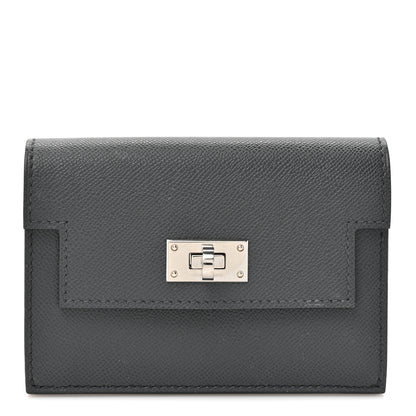 Hermes Madame Calfskin Kelly Pocket Slim Wallet Graphite 1 of 10