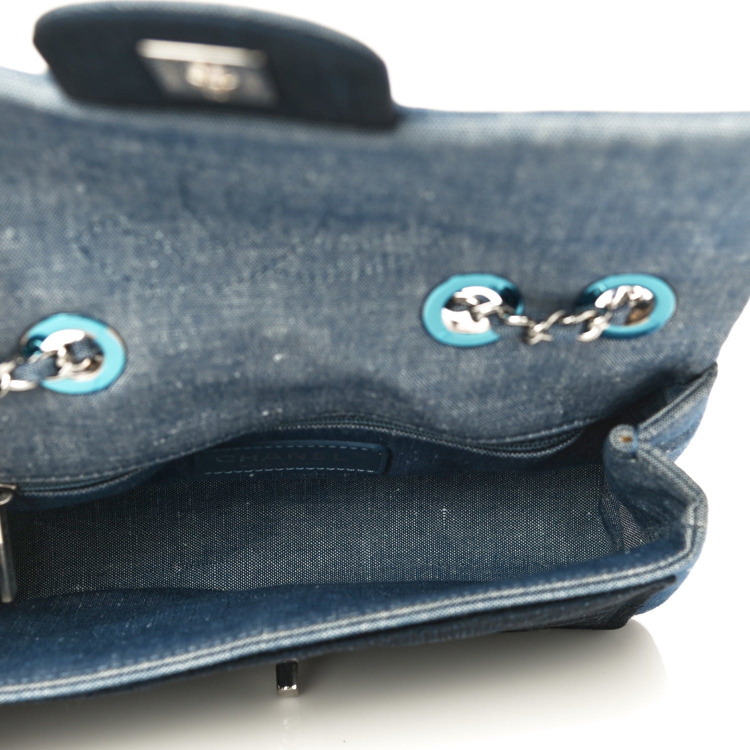 Chanel Denim Quilted Small Medallion Flap Blue 6 of 27