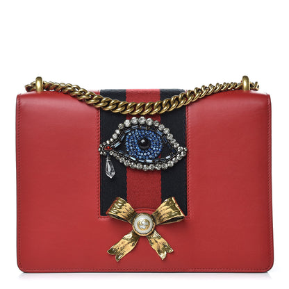 Gucci Calfskin Web Medium Peony Chain Shoulder Bag Red 1 of 13