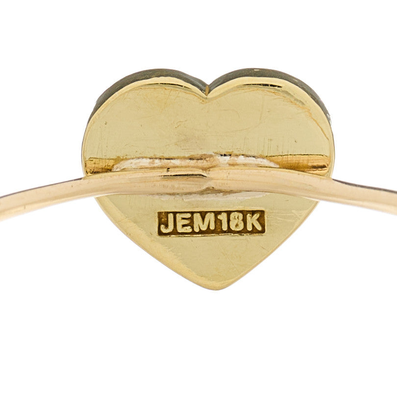 18K Yellow Gold Diamond Mother of Pearl Extra Small Heart Ring 53 6.5