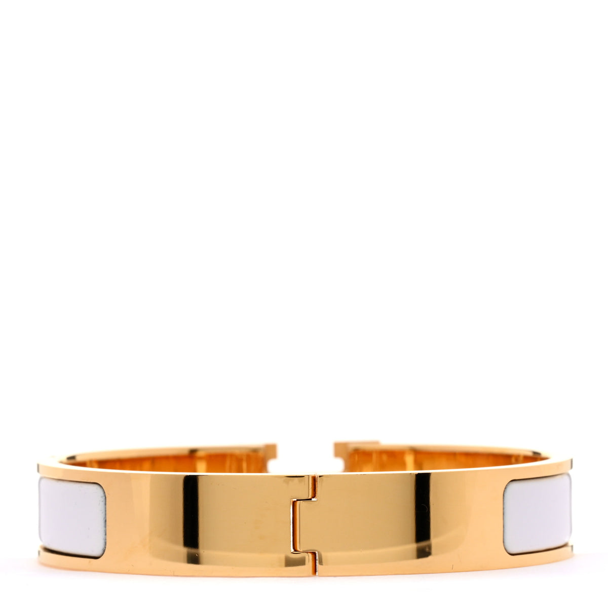 Enamel Narrow Clic Clac H Bracelet GM White
